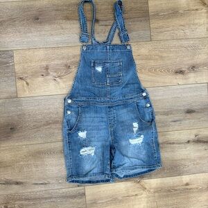 Maurices Blue Denim Overall Shorts